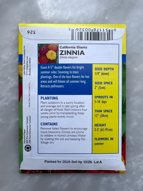 Zinnia California Giants - LV - Image 2